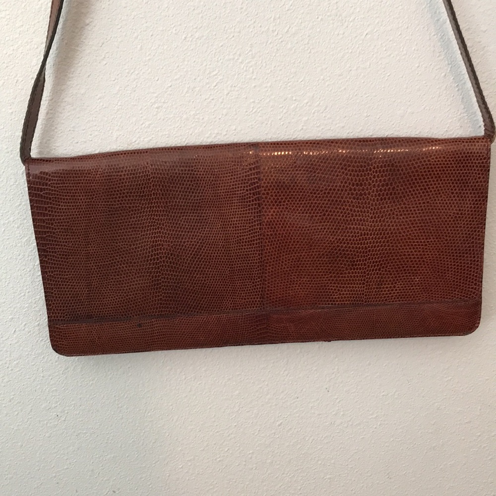 Esteve Vintage Brown Snakeskin Clutch/Shoulder Bag strap 32 inches